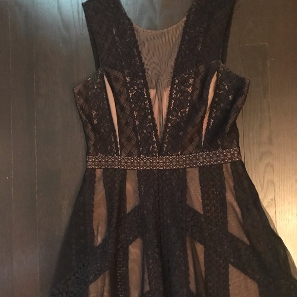 BCBGMAXAZRIA Lace Trim Evening Gown - Picture 3 of 6